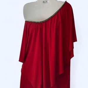 Cache Elegant Red One-Shoulder Blouse 2